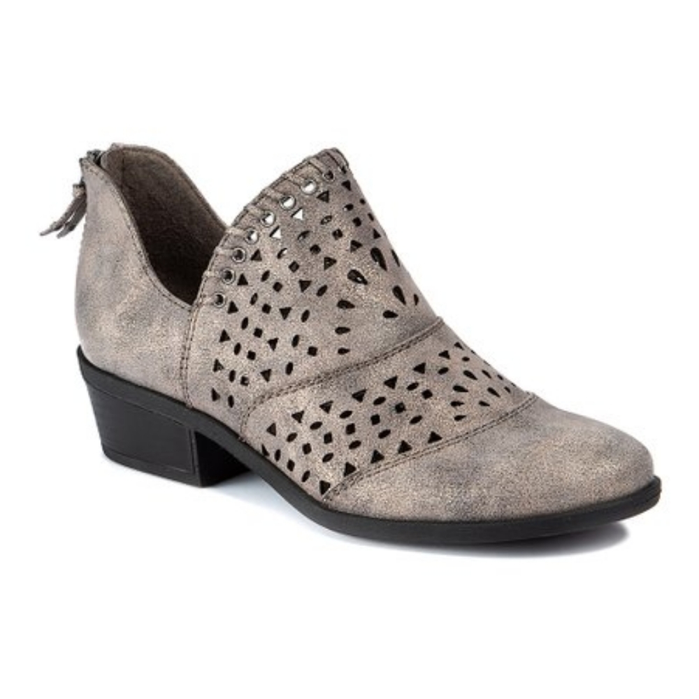 Baretraps Grayce Silver Lazer-Cut‎ Faux Suede Ankle Boots